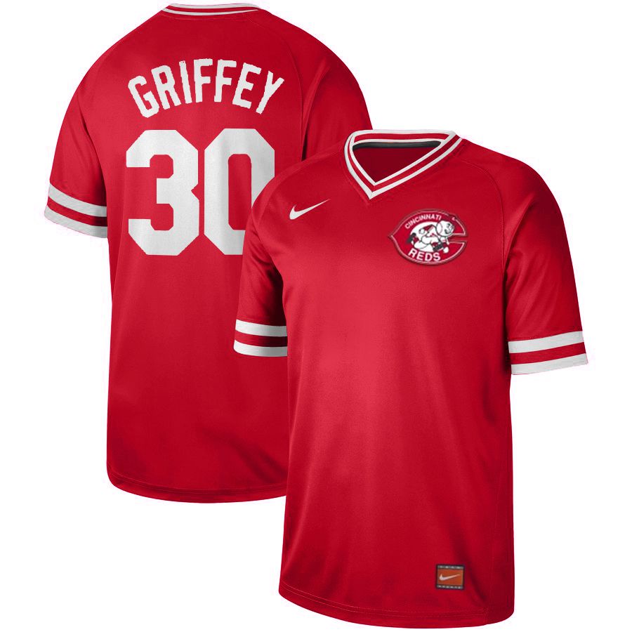 Men Cincinnati reds #30 Griffey Red Nike Cooperstown Collection Legend V-Neck MLB Jersey